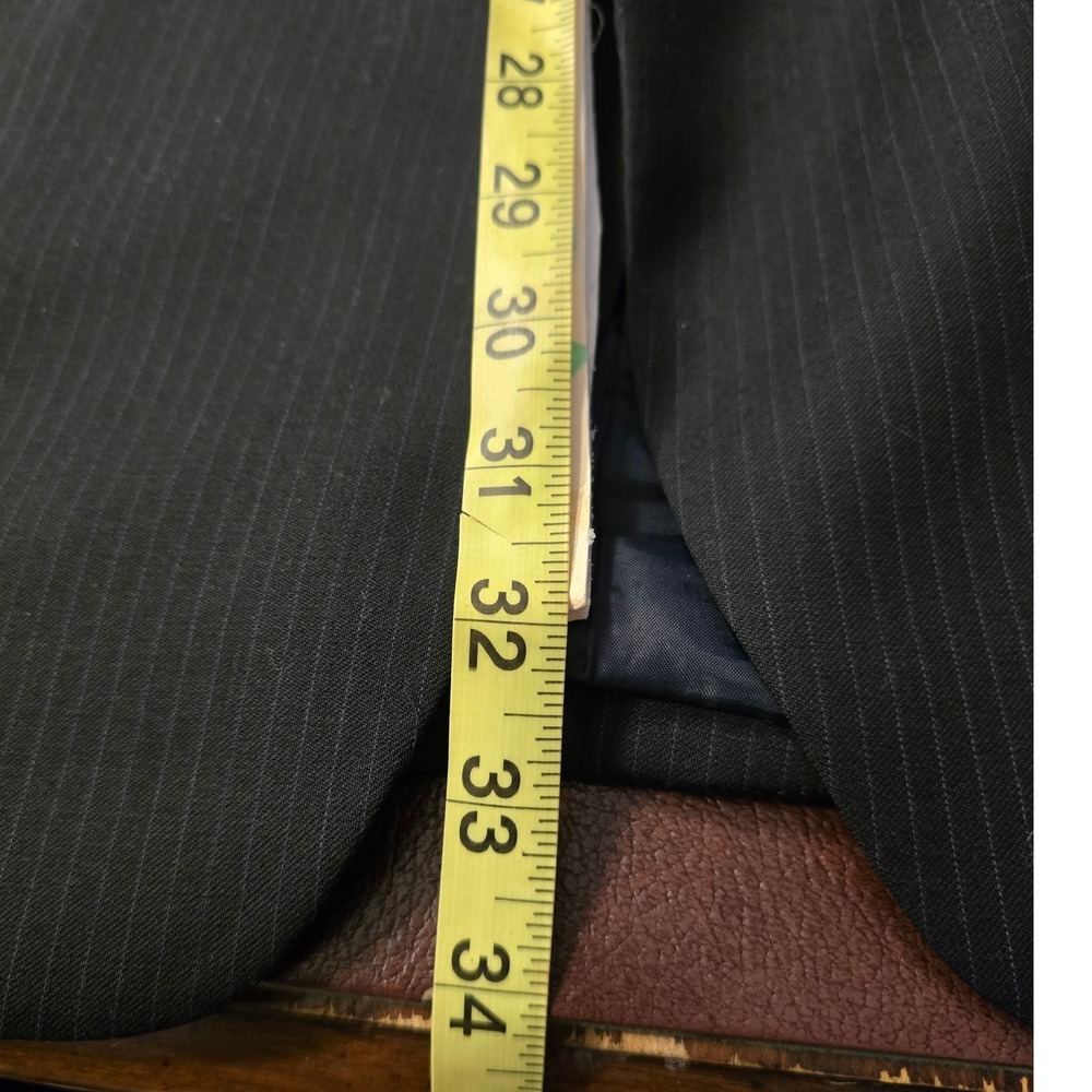 Concepts by Claiborne Mens 50R Wool Pinstripe Suit Black Blue Two Piece 50 R - Picture 5 of 12